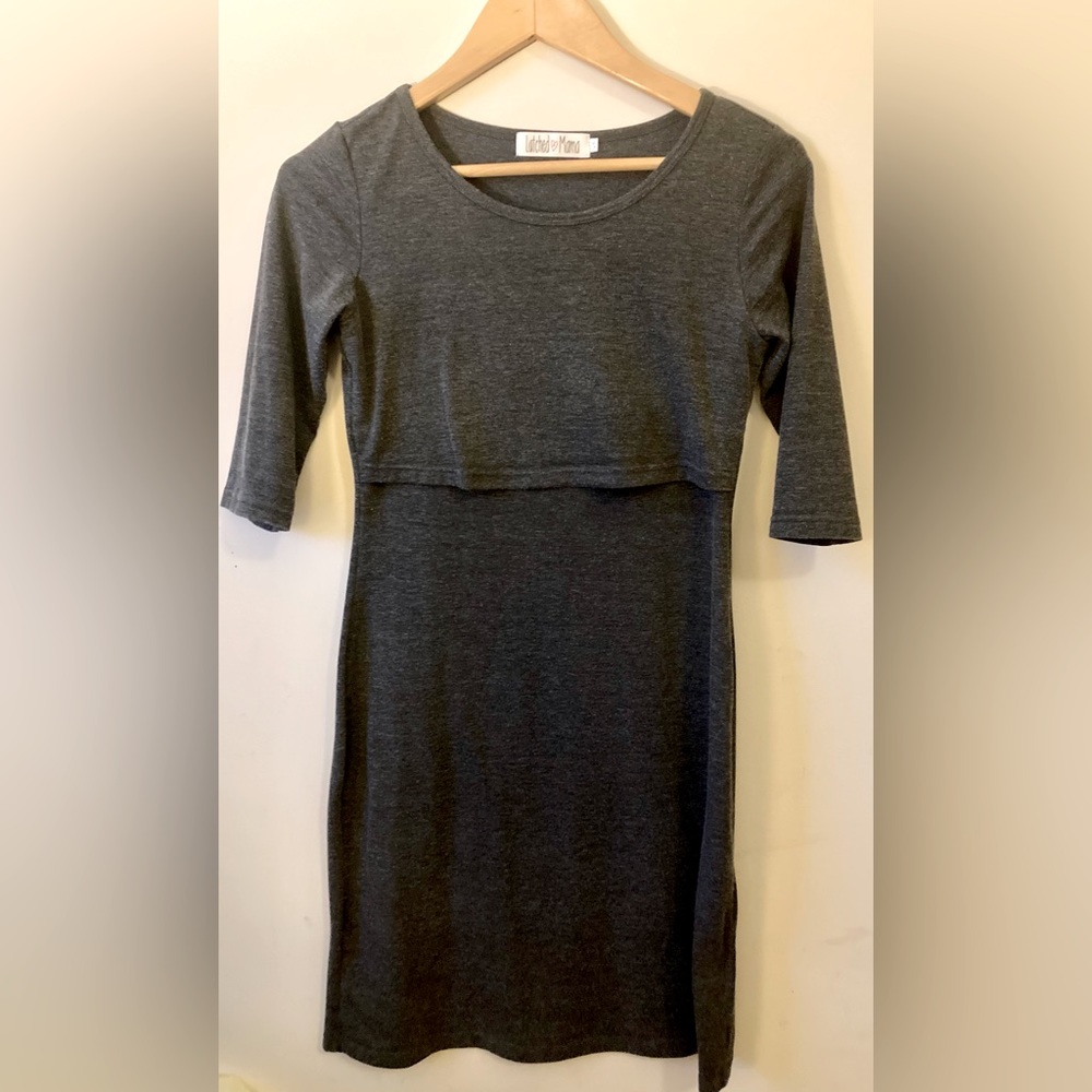 Latched Mama Gray Nursing sheath dress XS